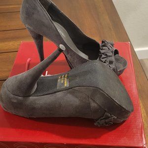 Dark Gray faux suede heel